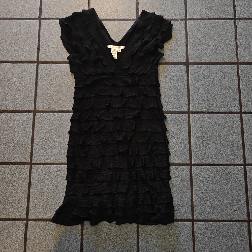 Studio M Black Ruffled Tiered Mini Dress Size M - Picture 9 of 9
